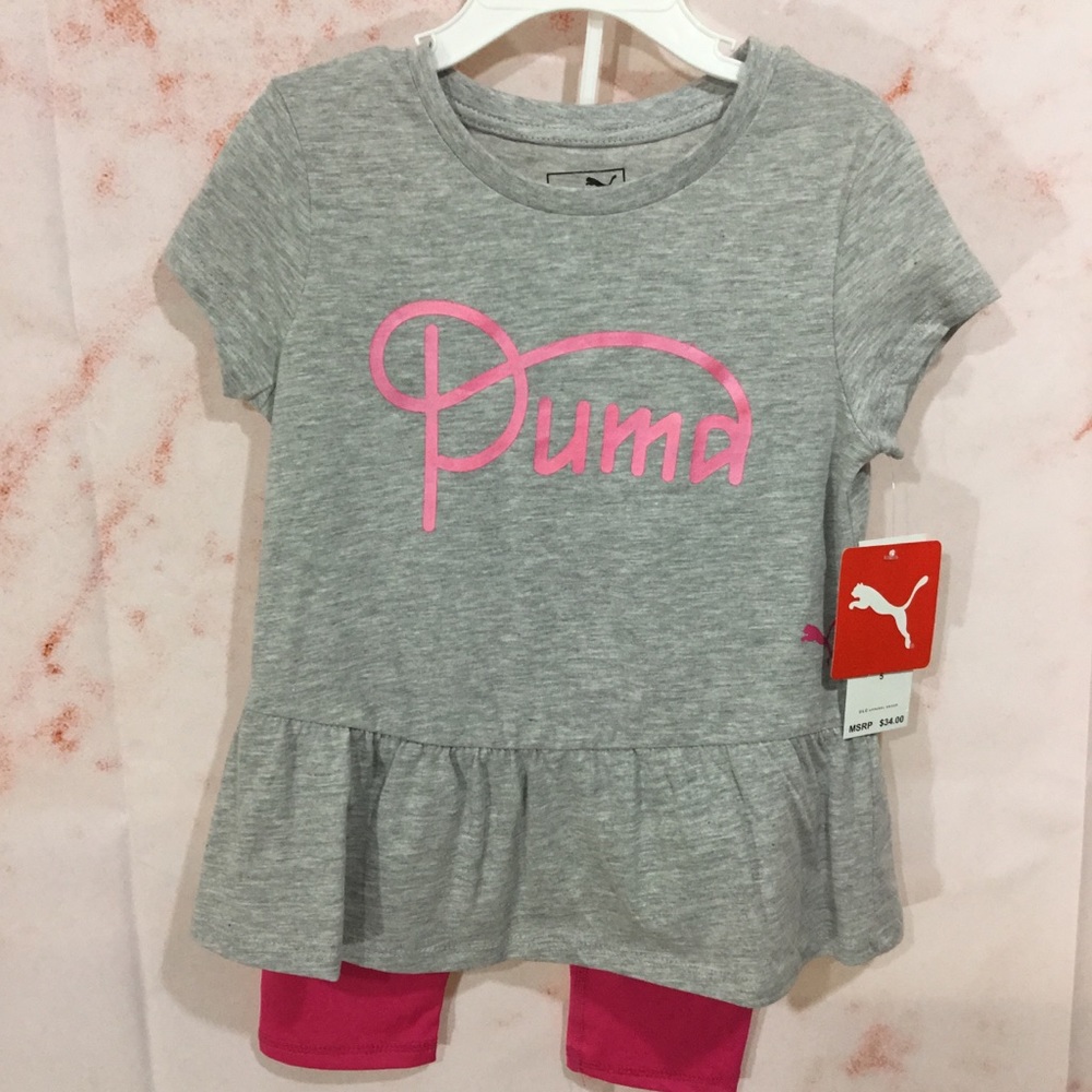 NWT PUMA Girls 2 Piece Legging and Tshirt Set Sz 5